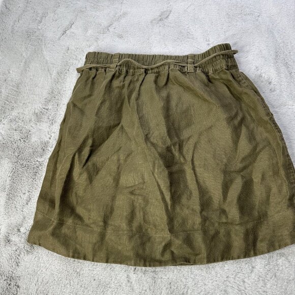 Loft Linen Skirt Womens XS Mini Pockets Elastic Waist Pockets Olive Green - Picture 7 of 9
